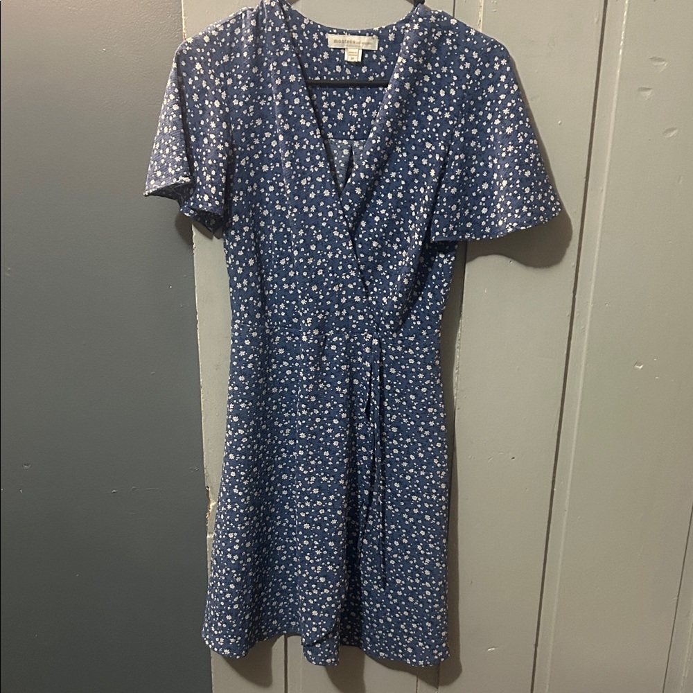 Floral Blue Wrap Dress